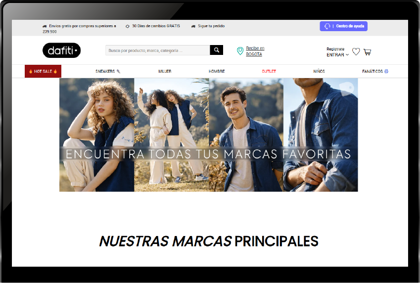 Marcas Dafiti vista desktop