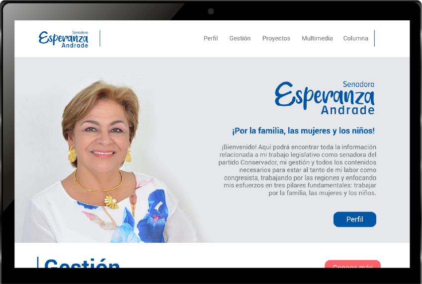 Senadora Esperanza Andrade vista desktop